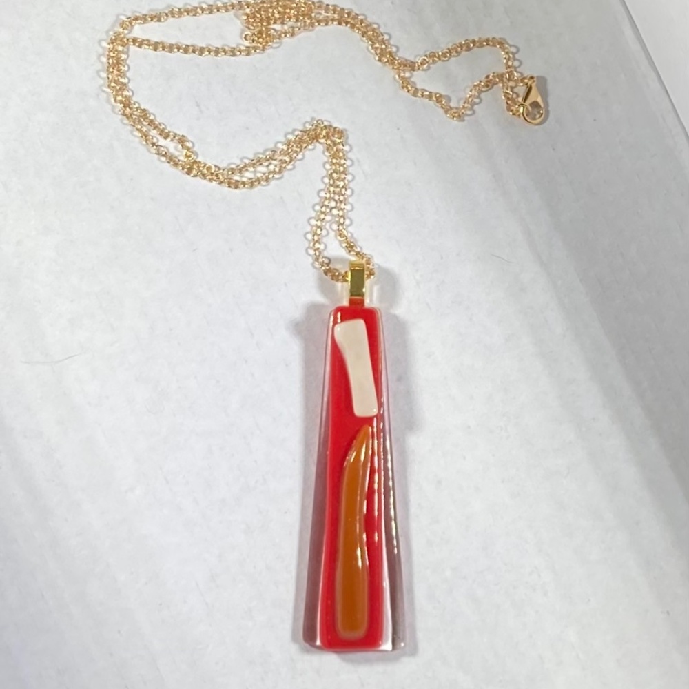 Long Fused Glass Pendant Necklace